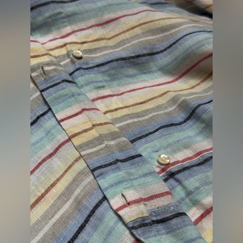 Pottery Barn 100% Linen Duvet Cover 103x82 Stripes Multicolor Comforter Cover - Picture 3 of 7